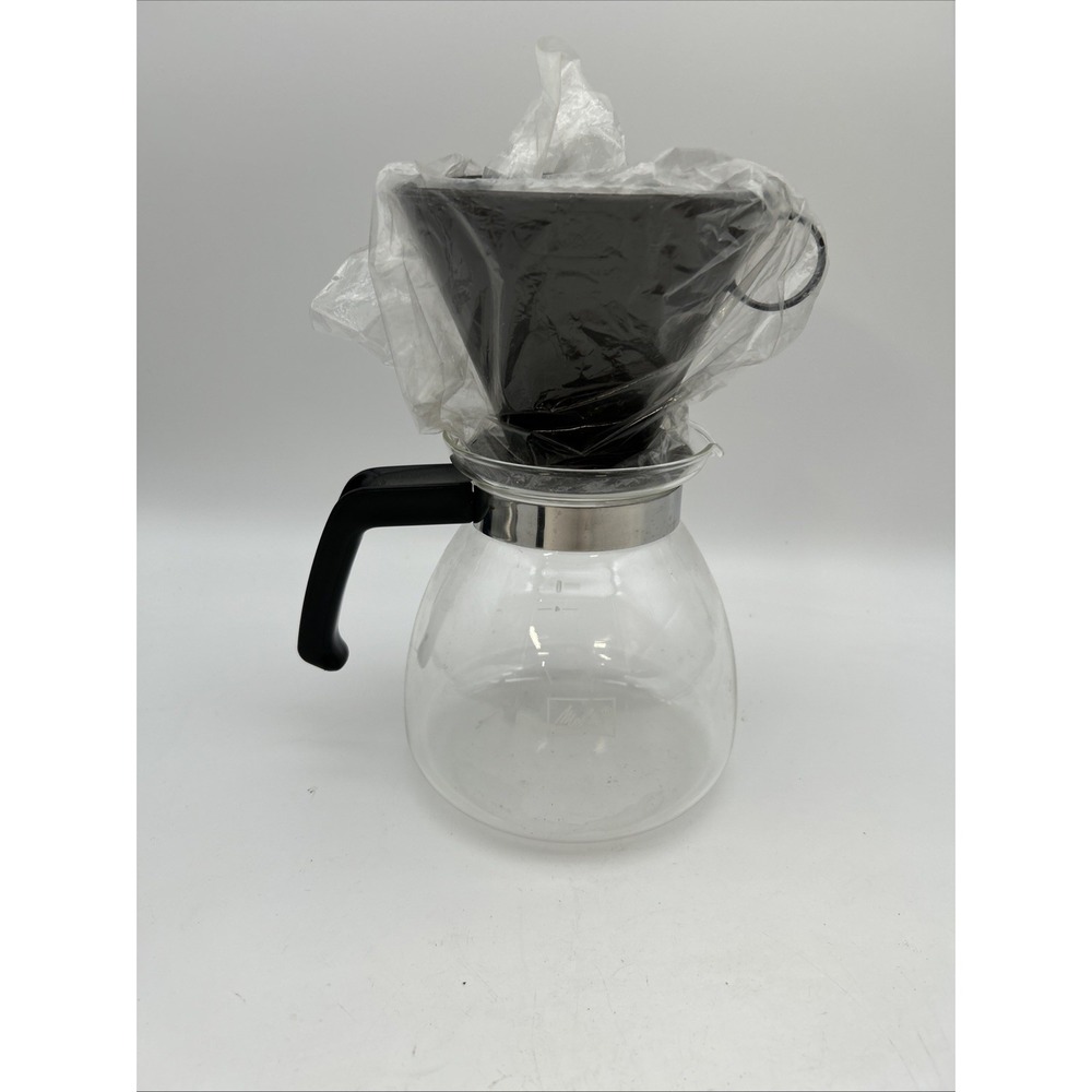 Melitta Glass Coffee Carafe Black Handle Lid Filter